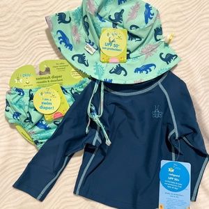 Swim Set- Reusable swim diaper, hat and UPF 50 rash guard